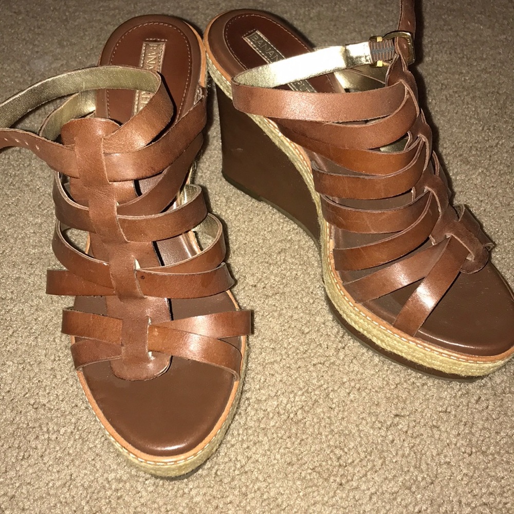 Leather espadrille wedges